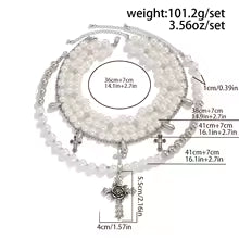 Layered cross pearl necklace 1 piece