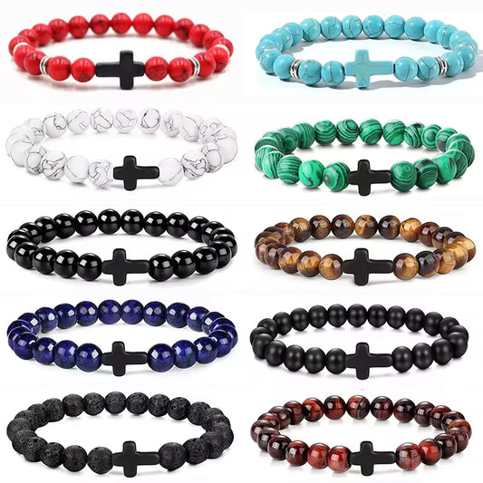 natural wood cross bracelet